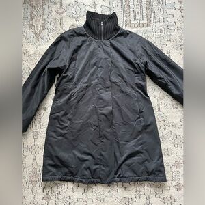 Eileen Fisher Black Fleece Lined Wool Trim Water Resistant Winter Jacket Coat S